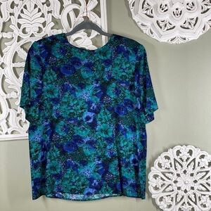 Vintage Norton McNaughton Floral Top Keyhole